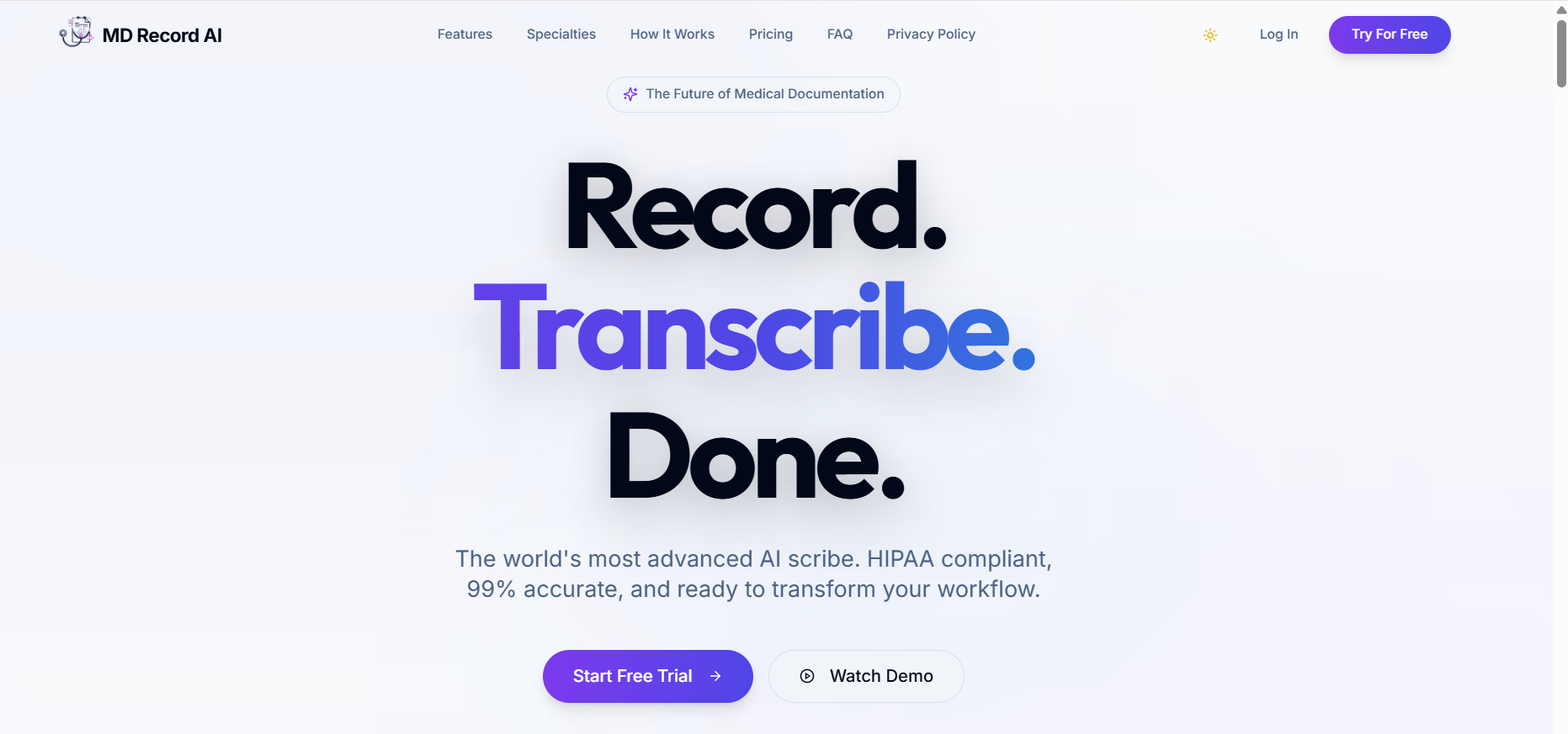 MDRecord.ai Dashboard